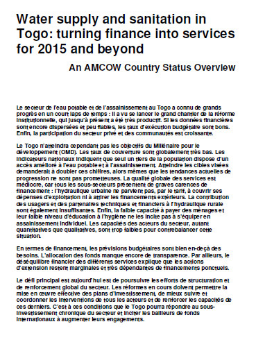 biblio water supply and sanitation in togo  turning finance into services for 2015 and beyond