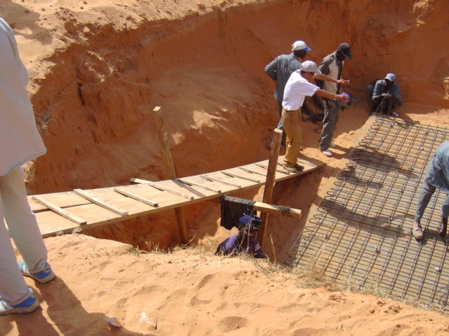 Travaux de construction du château d'eau